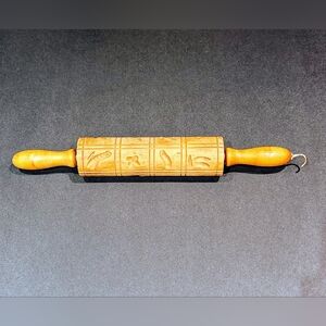 Vintage wood rolling pin cookie mold. From Germany